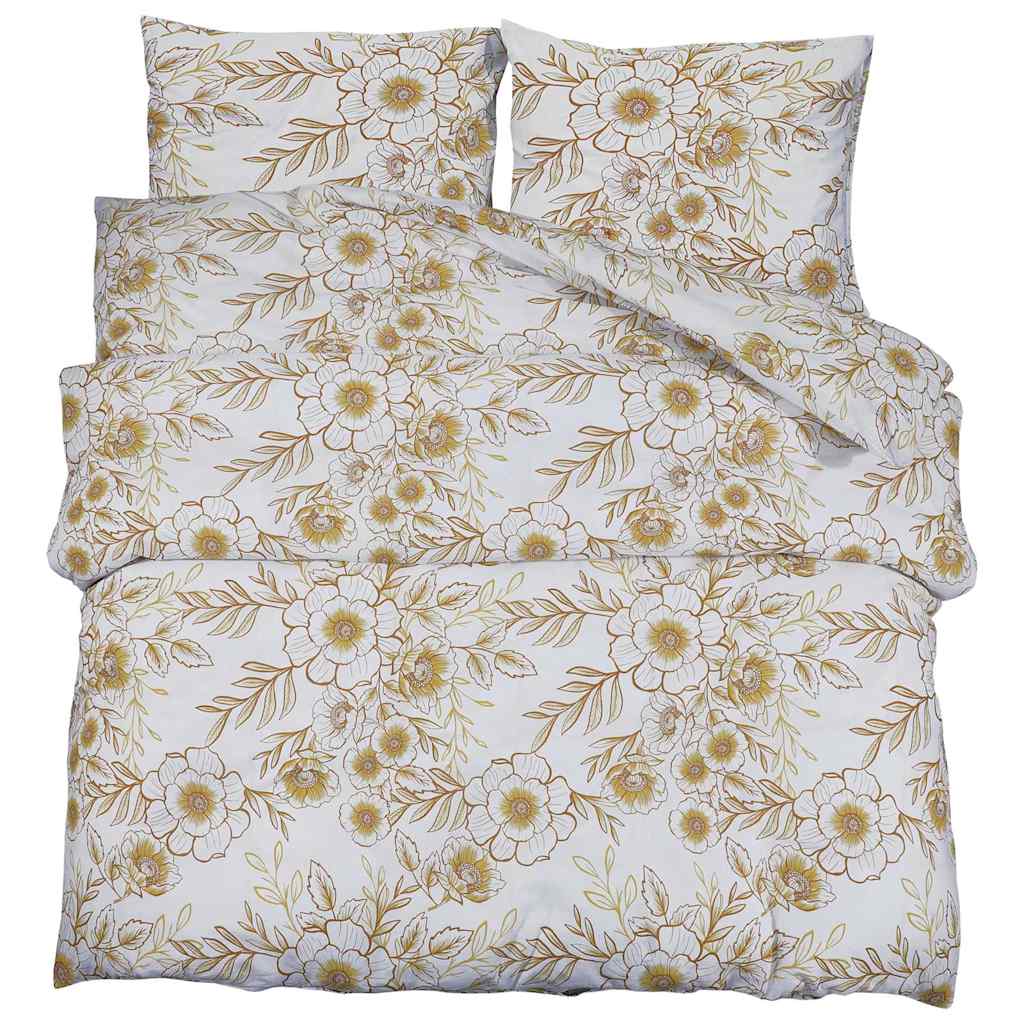 Ensemble de traverse de couette Vidaxl 260x240 cm Coton blanc et marron