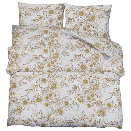 Ensemble de traverse de couette Vidaxl 260x240 cm Coton blanc et marron