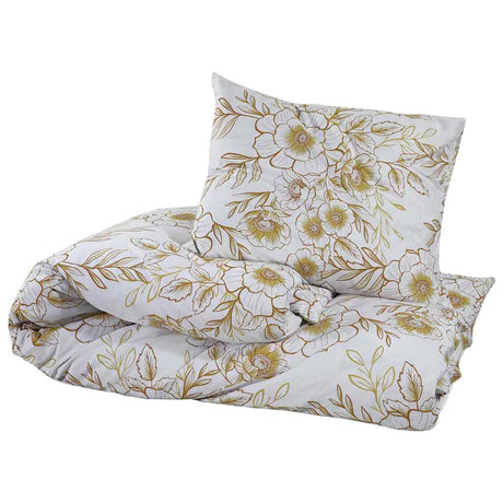Ensemble de couvercle de couette Vidaxl 155x220 cm Coton blanc et marron