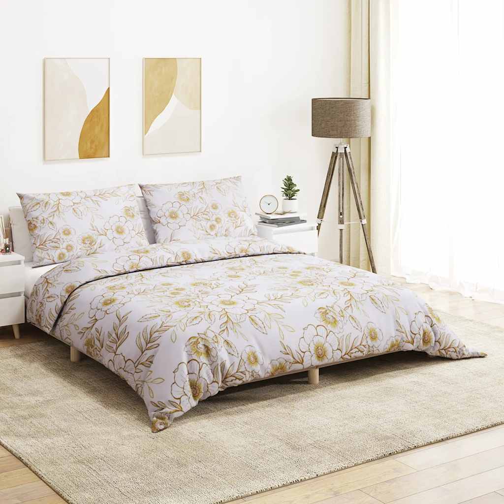 Vidaxl Duvet Crossing Set 200x200 cm Coton blanc et marron