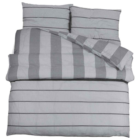 Ensemble de croisement de couette Vidaxl 155x220 cm Gray en coton