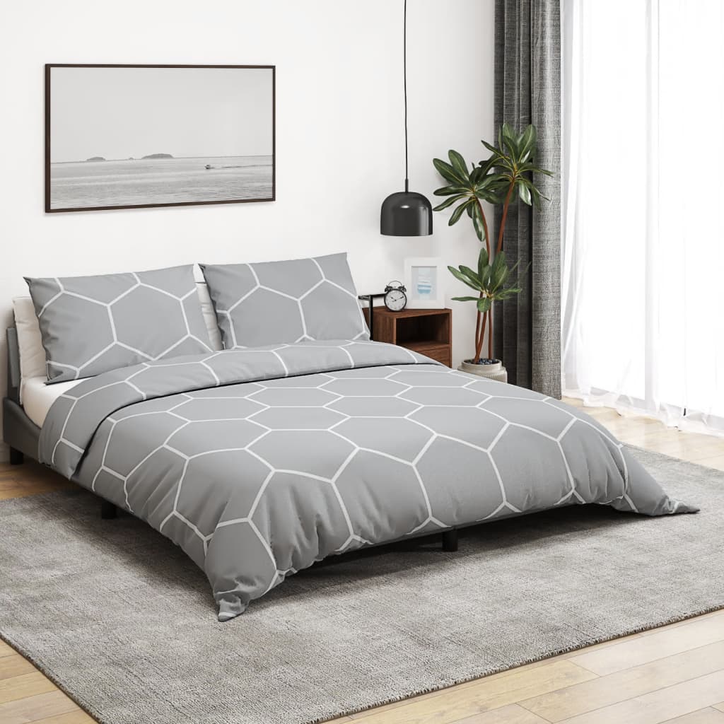 Vidaxl Set di attraversamento del piumone 240x220 cm di cotone grigio