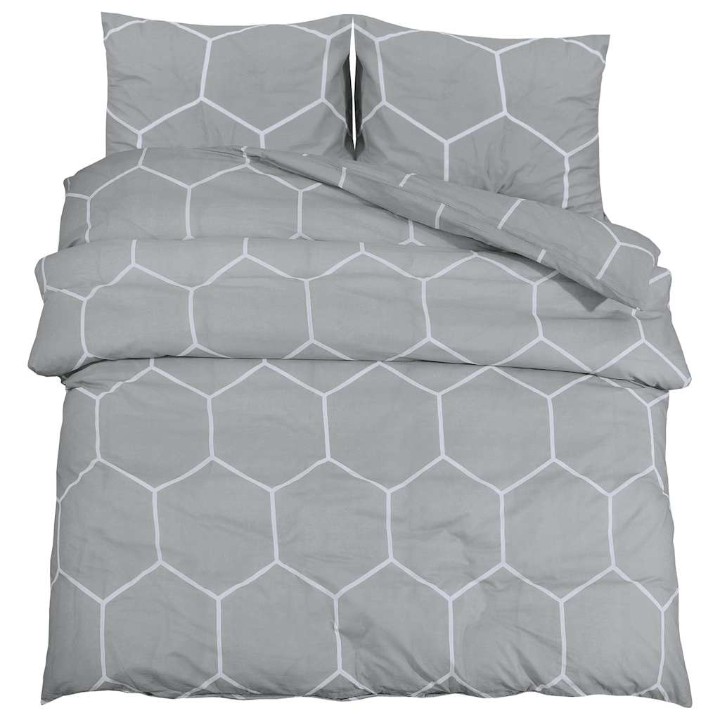 Ensemble de croisement de couette Vidaxl 225x220 cm Gray en coton