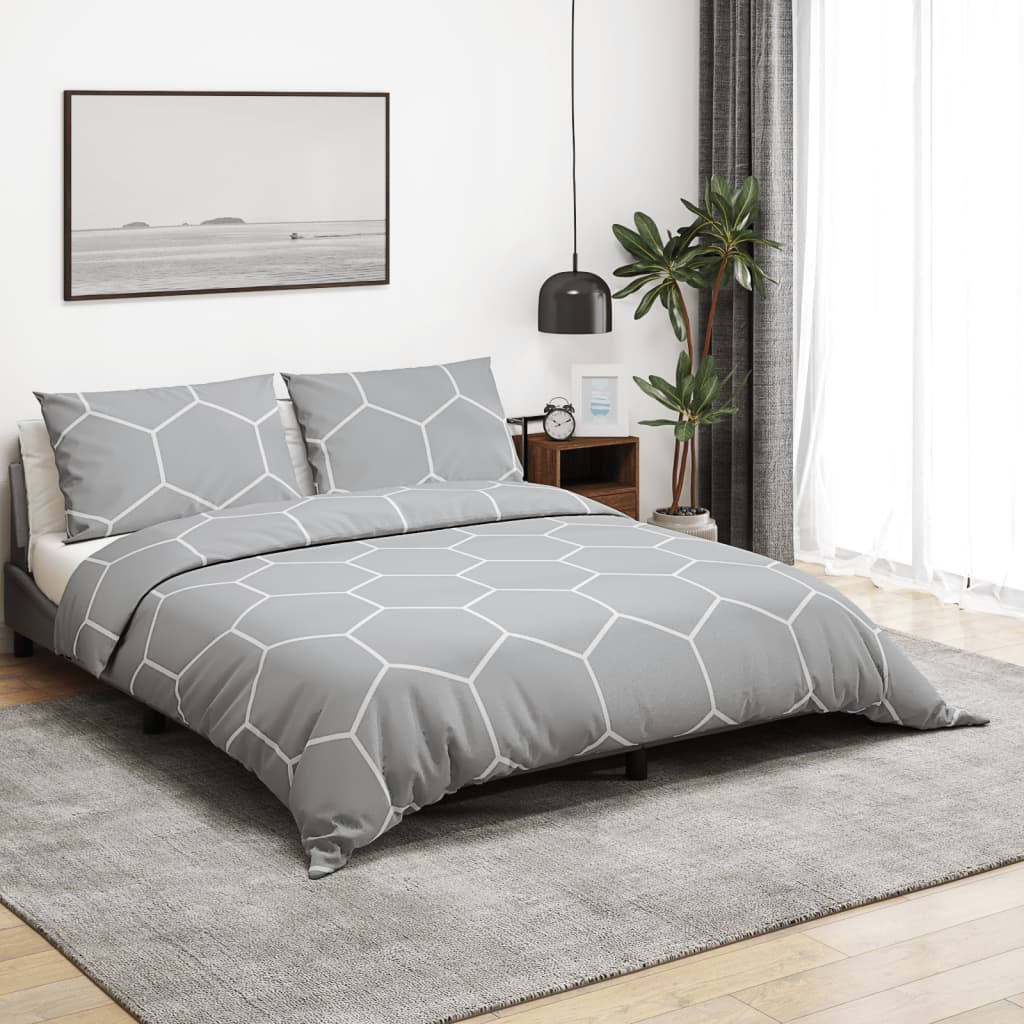 Vidaxl Duvet Superay Set 260x220 cm di cotone grigio