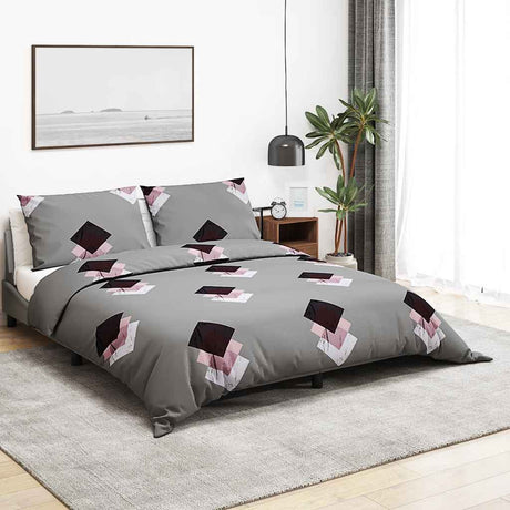 Ensemble de croisement de couette Vidaxl 240x220 cm Gray en coton