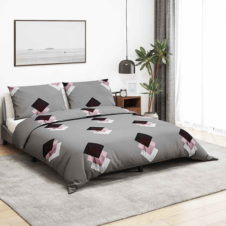 Ensemble de croisement de couette Vidaxl 225x220 cm Gray en coton