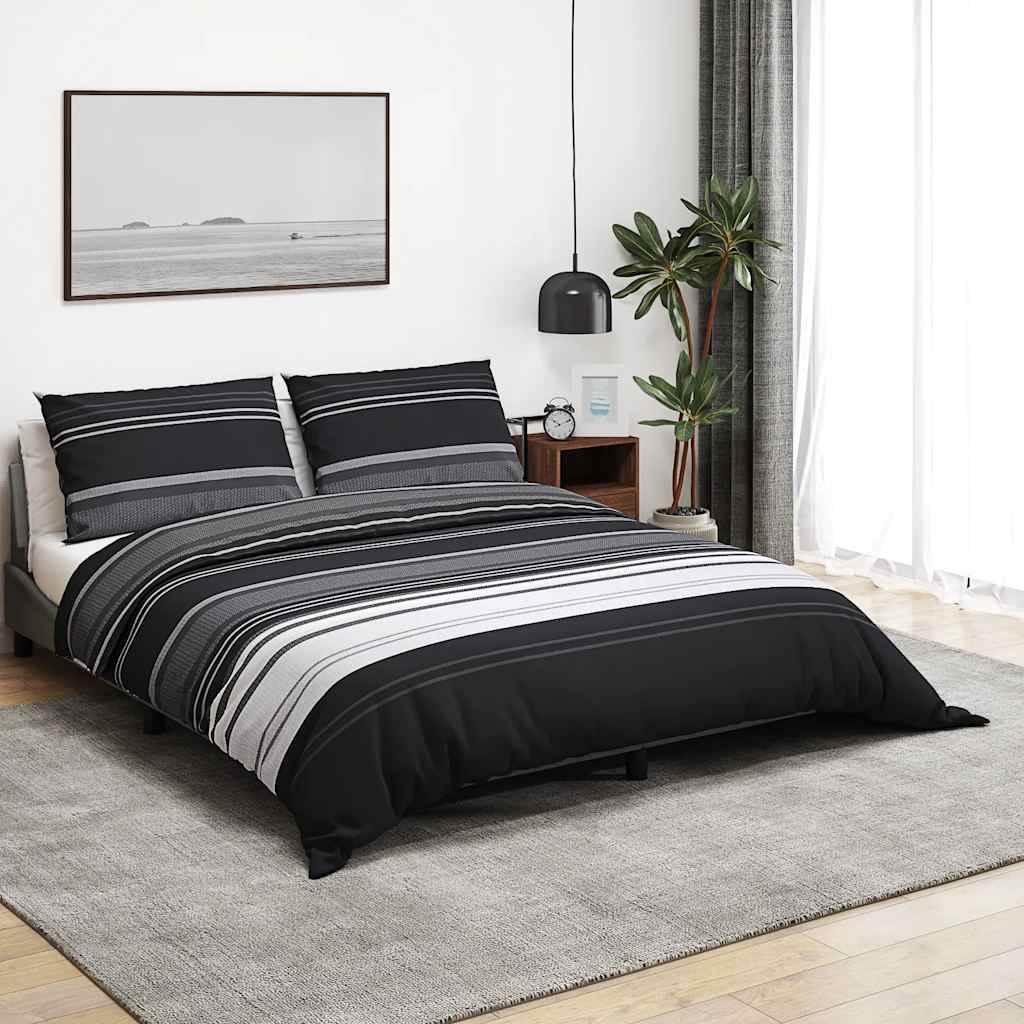 Vidaxl DUVET RONDIE SET 200X220 cm Coton noir et blanc