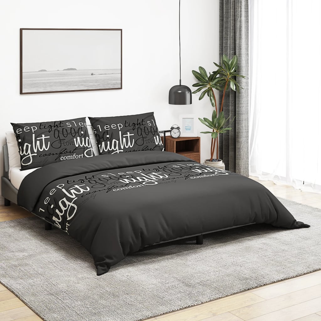 Vidaxl Duvet Crossing Set 220x240 cm bomuld sort