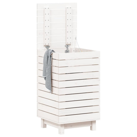 Panier à laverie Vidaxl 44x44x76 cm Pine solide blanc