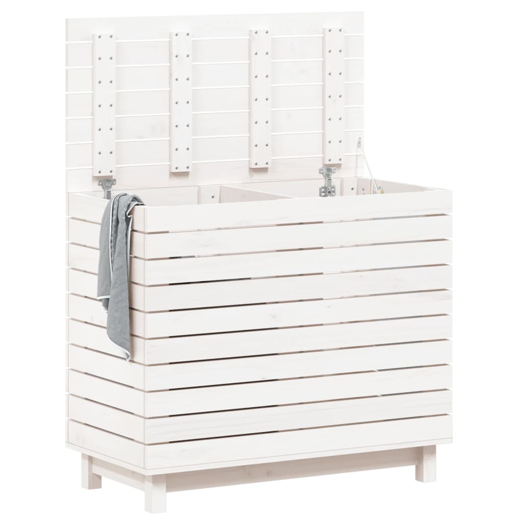 Vidaxl Laundry Basket 88.5x44x76 cm Pino solido bianco