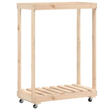 Porte-bloc de bois Vidaxl avec roues 76.5x40x108 cm Pine solide