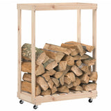 Porte-bloc de bois Vidaxl avec roues 76.5x40x108 cm Pine solide