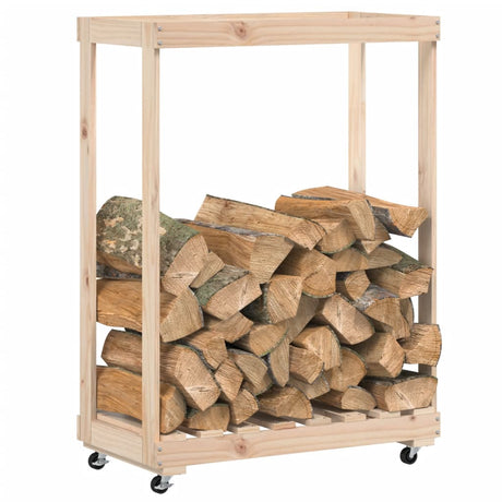 Porte-bloc de bois Vidaxl avec roues 76.5x40x108 cm Pine solide