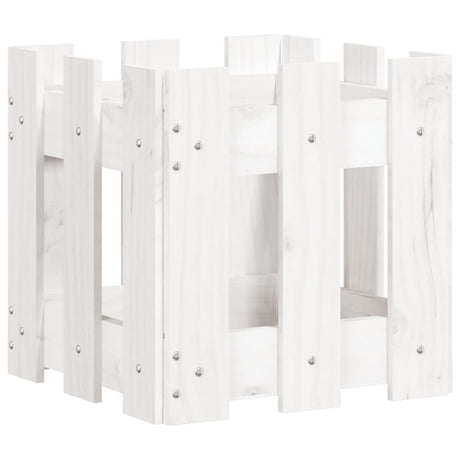 Vidaxx jardinière avec clôture design 30x30x30 cm bois de pin massif blanc