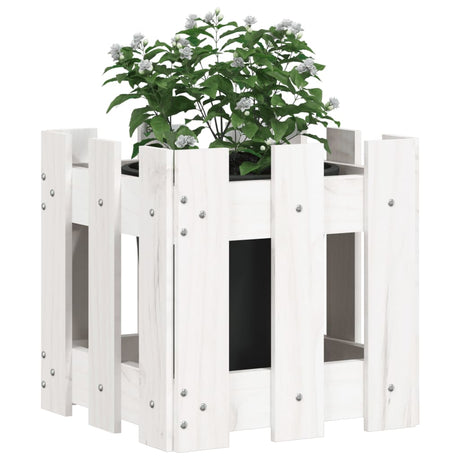 Vidaxx jardinière avec clôture design 30x30x30 cm bois de pin massif blanc