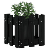 VidaXL Jardinière avec clôture design 30x30x30 cm bois de pin massif noir