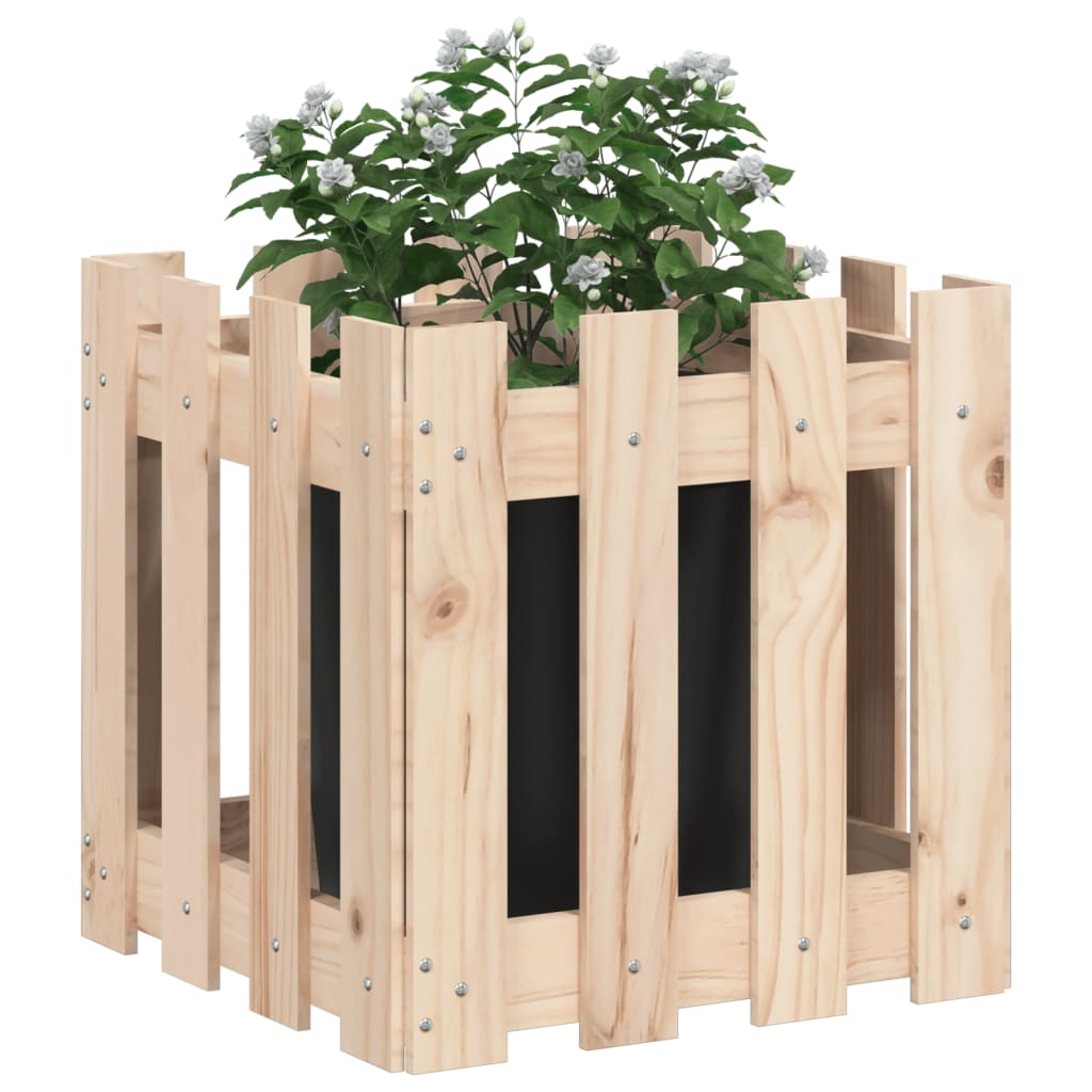 Vidaxx jardinière avec clôture design 40x40x40 cm bois de pin massif