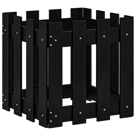 Vidaxx jardinière avec clôture design 40x40x40 cm bois de pin massif noir