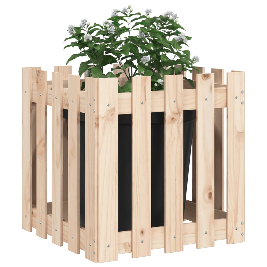 Vidaxl -planter med fekting 50x50x50 cm solid furu