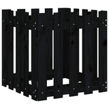 VidaXL Jardinière avec clôture design 50x50x50 cm bois de pin massif noir