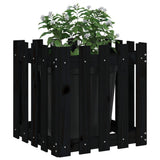 VidaXL Jardinière avec clôture design 50x50x50 cm bois de pin massif noir