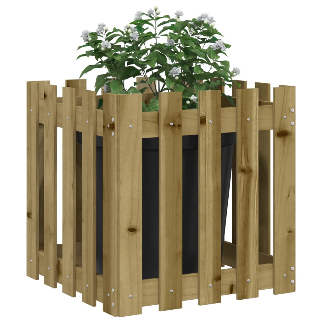 Vidaxx jardinière avec clôture design 50x50x50 cm bois de pin imprégné