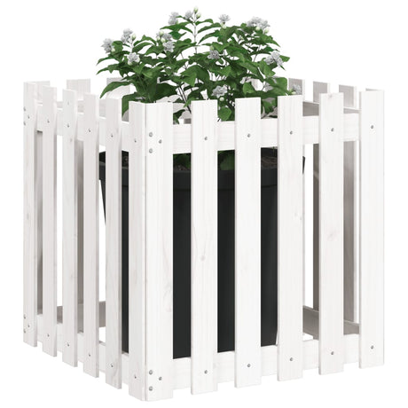 Boîte de planification Vidaxl avec clôture 60x60x60 cm en pin solide blanc