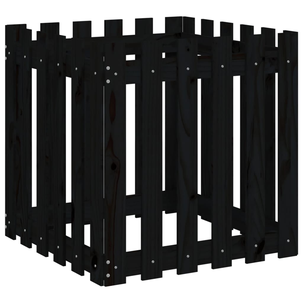 Vidaxx jardinière avec clôture design 60x60x60 cm bois de pin massif noir