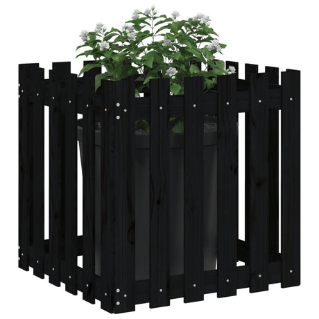 Vidaxx jardinière avec clôture design 60x60x60 cm bois de pin massif noir