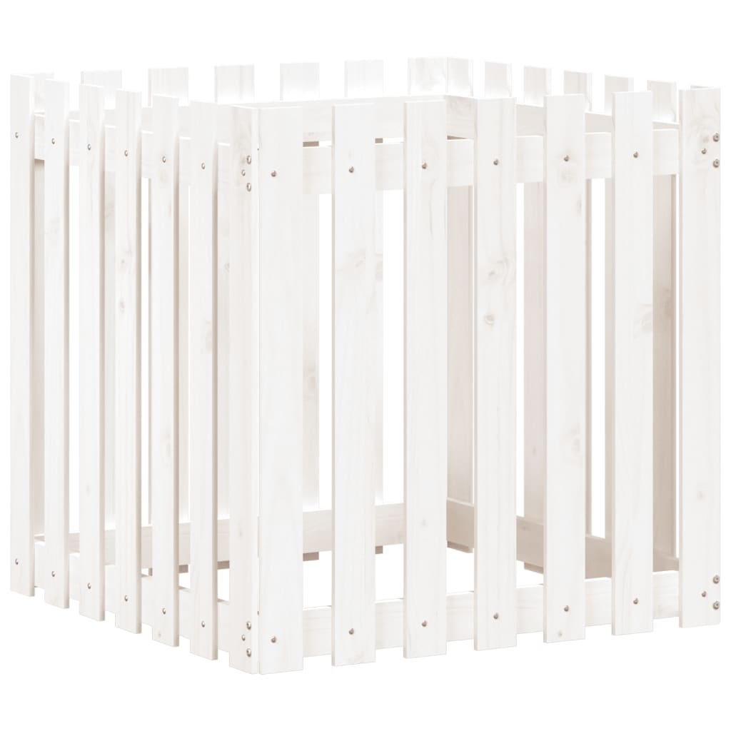 Vidaxx jardinière avec clôture design 70x70x70 cm bois de pin massif blanc