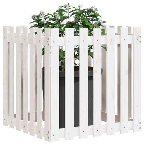 Vidaxx jardinière avec clôture design 70x70x70 cm bois de pin massif blanc