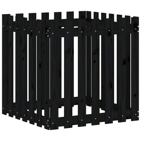 Vidaxx jardinière avec clôture design 70x70x70 cm bois de pin massif noir