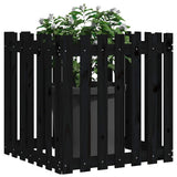 Vidaxx jardinière avec clôture design 70x70x70 cm bois de pin massif noir