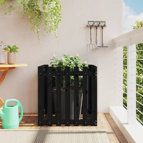 Vidaxx jardinière avec clôture design 70x70x70 cm bois de pin massif noir