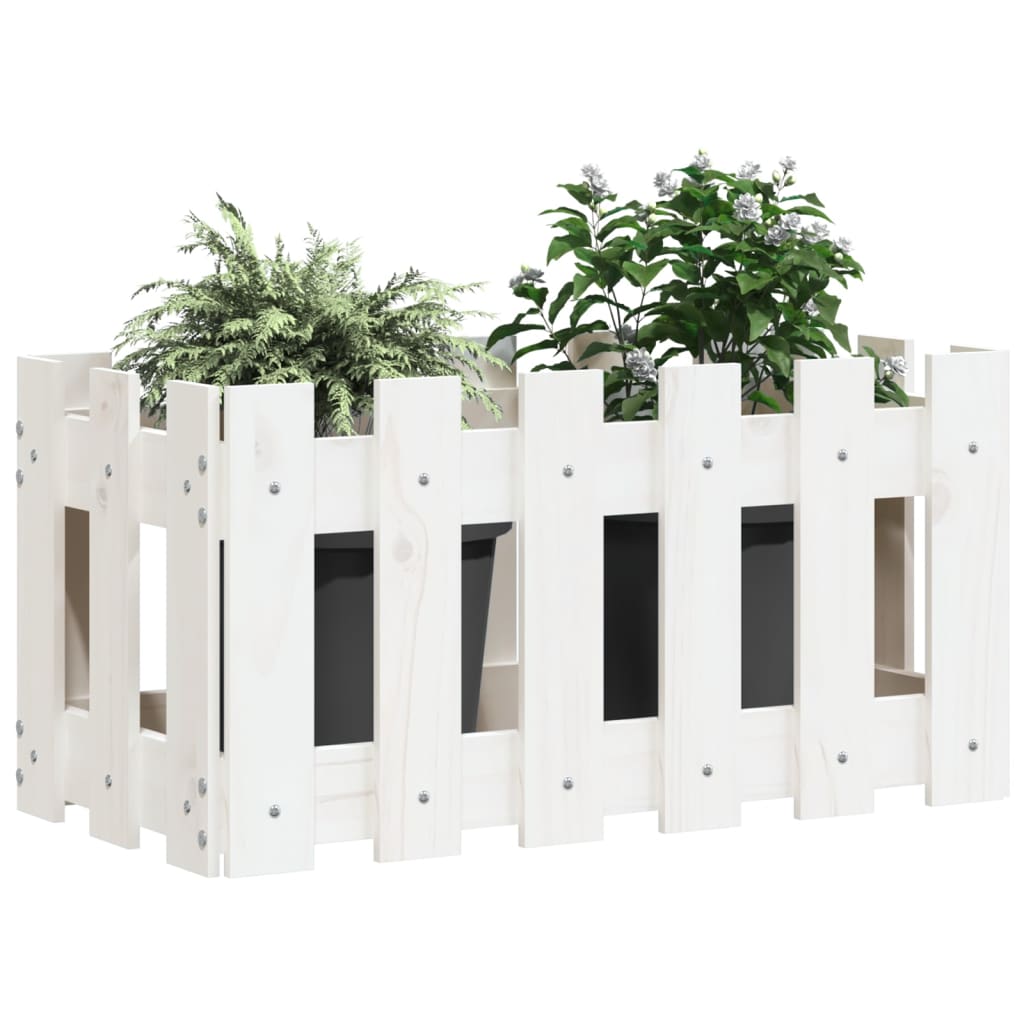 Boîte de planification Vidaxl avec clôture 60x30x30 cm en pin massif blanc