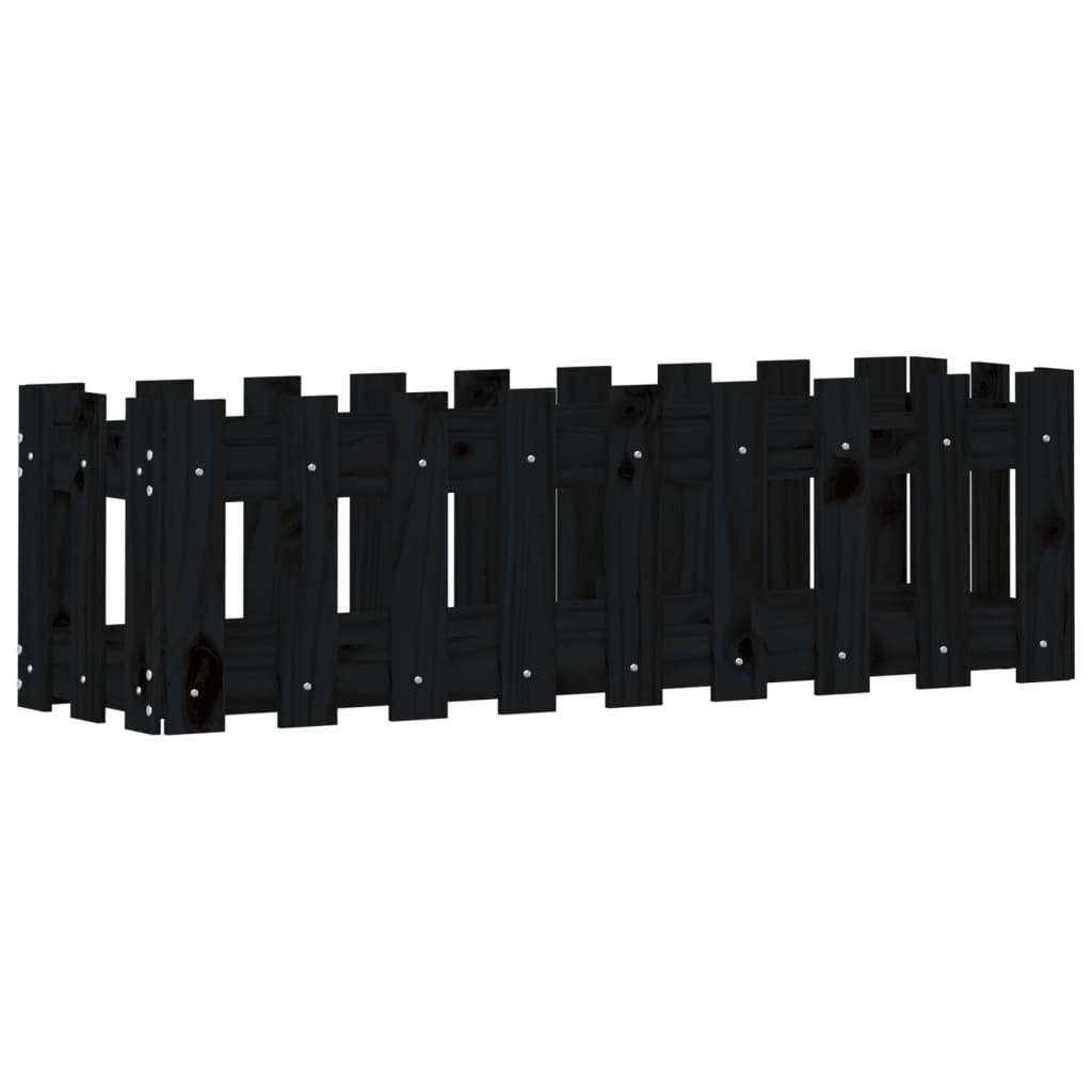 Vidaxx jardinière clôture surélevée design 100x30x30 cm bois de pin noir