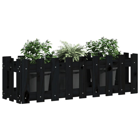 Vidaxx jardinière clôture surélevée design 100x30x30 cm bois de pin noir