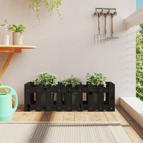 Vidaxx jardinière clôture surélevée design 100x30x30 cm bois de pin noir