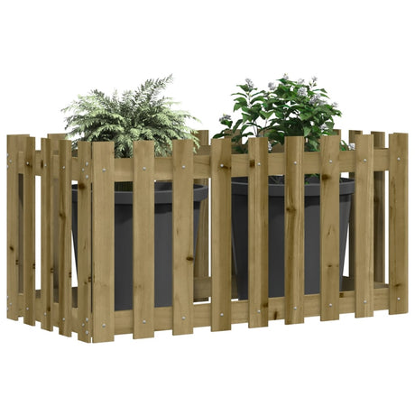 Vidaxxl jardinière surélevée design clôture 100x50x50 cm bois imprégné