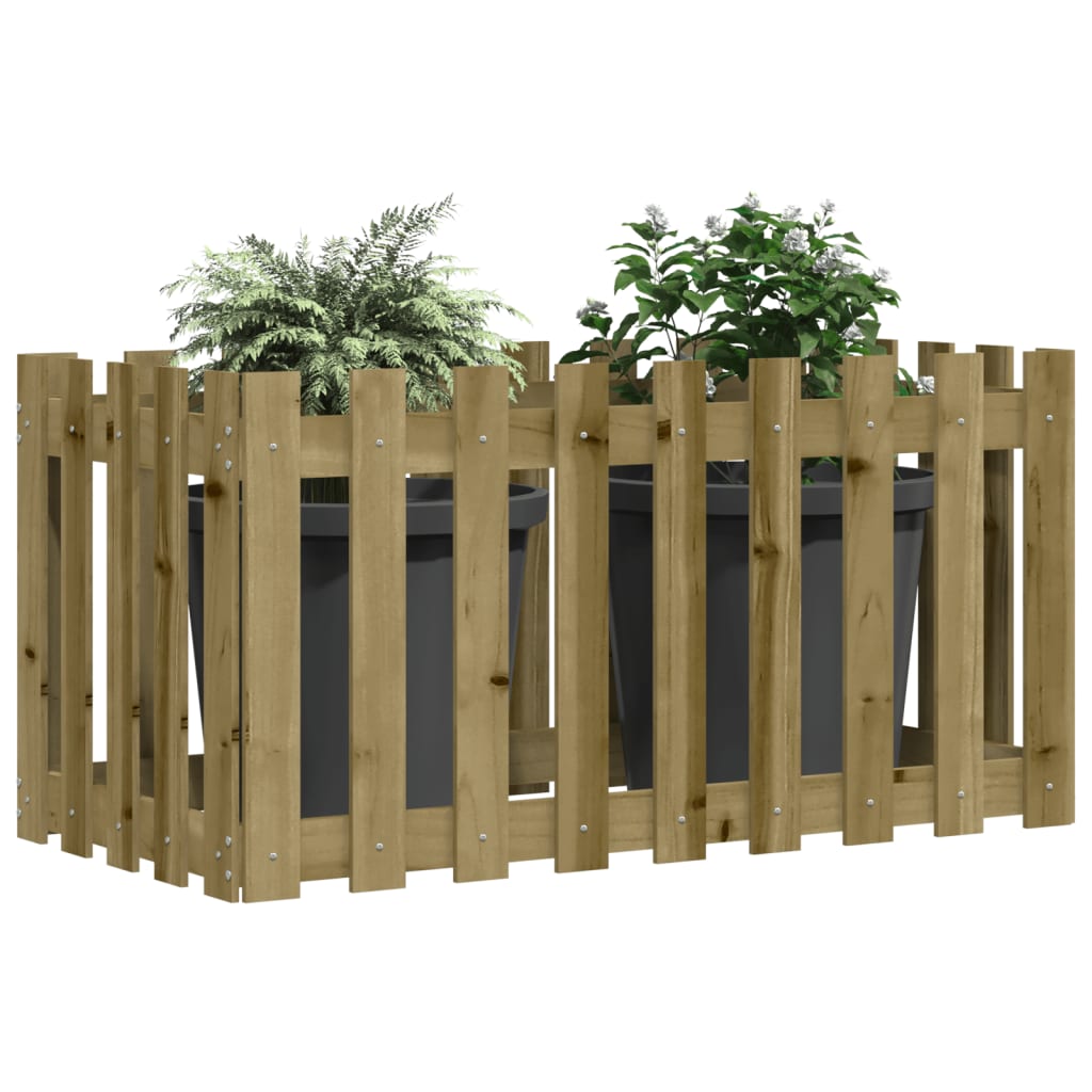 Vidaxxl jardinière surélevée design clôture 100x50x70 cm bois imprégné