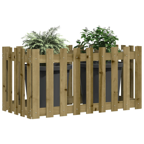 Vidaxxl jardinière surélevée design clôture 100x50x70 cm bois imprégné