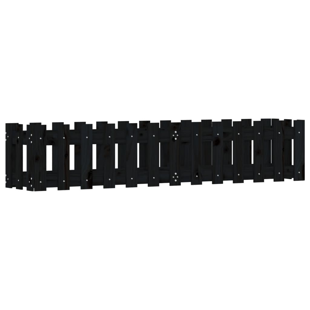Vidaxx jardinière clôture surélevée design 150x30x30 cm bois de pin noir
