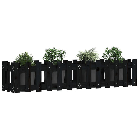 Vidaxx jardinière clôture surélevée design 150x30x30 cm bois de pin noir