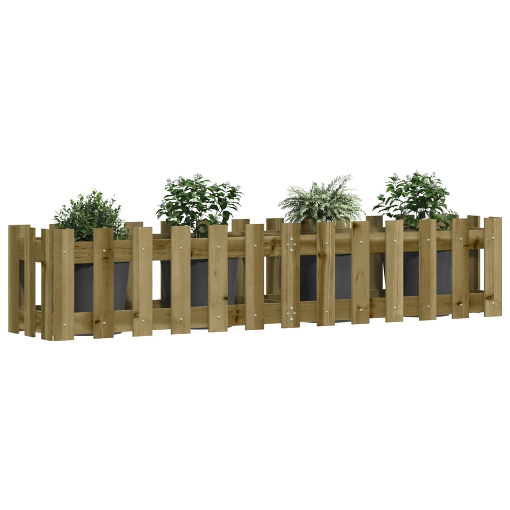 Vidaxxl jardinière surélevée design clôture 150x30x30 cm bois imprégné