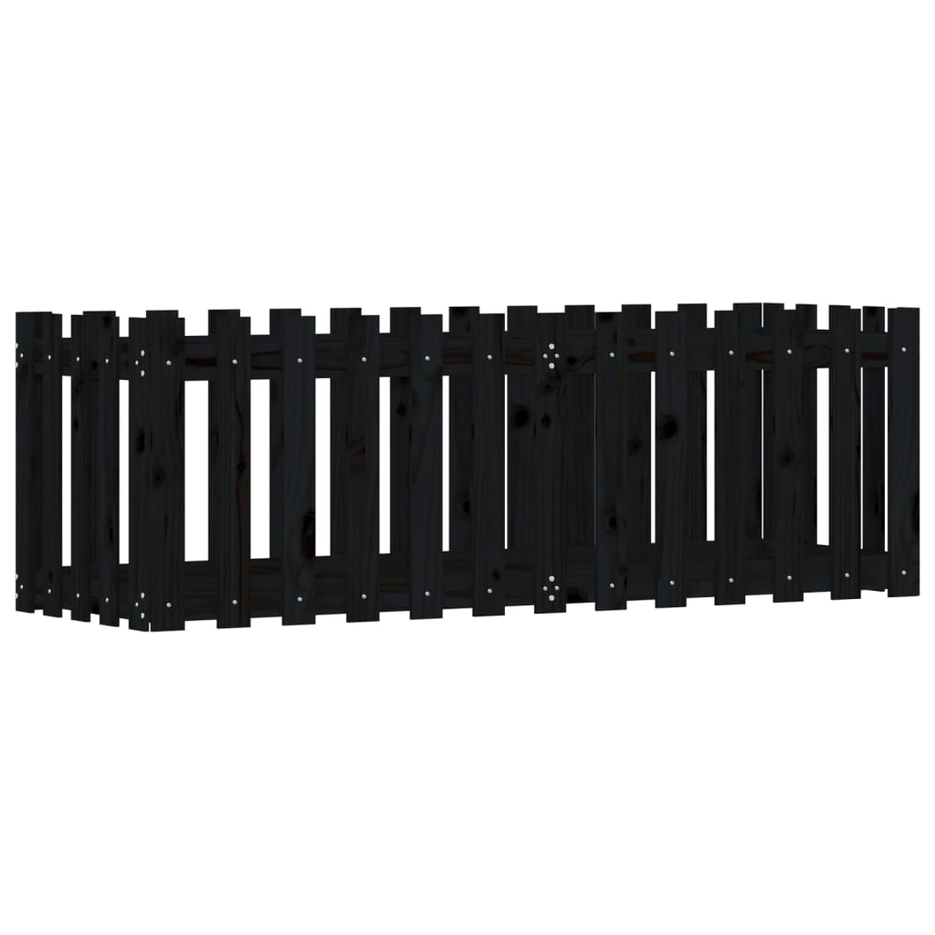 Vidaxx jardinière clôture surélevée design 150x50x50 cm bois de pin noir