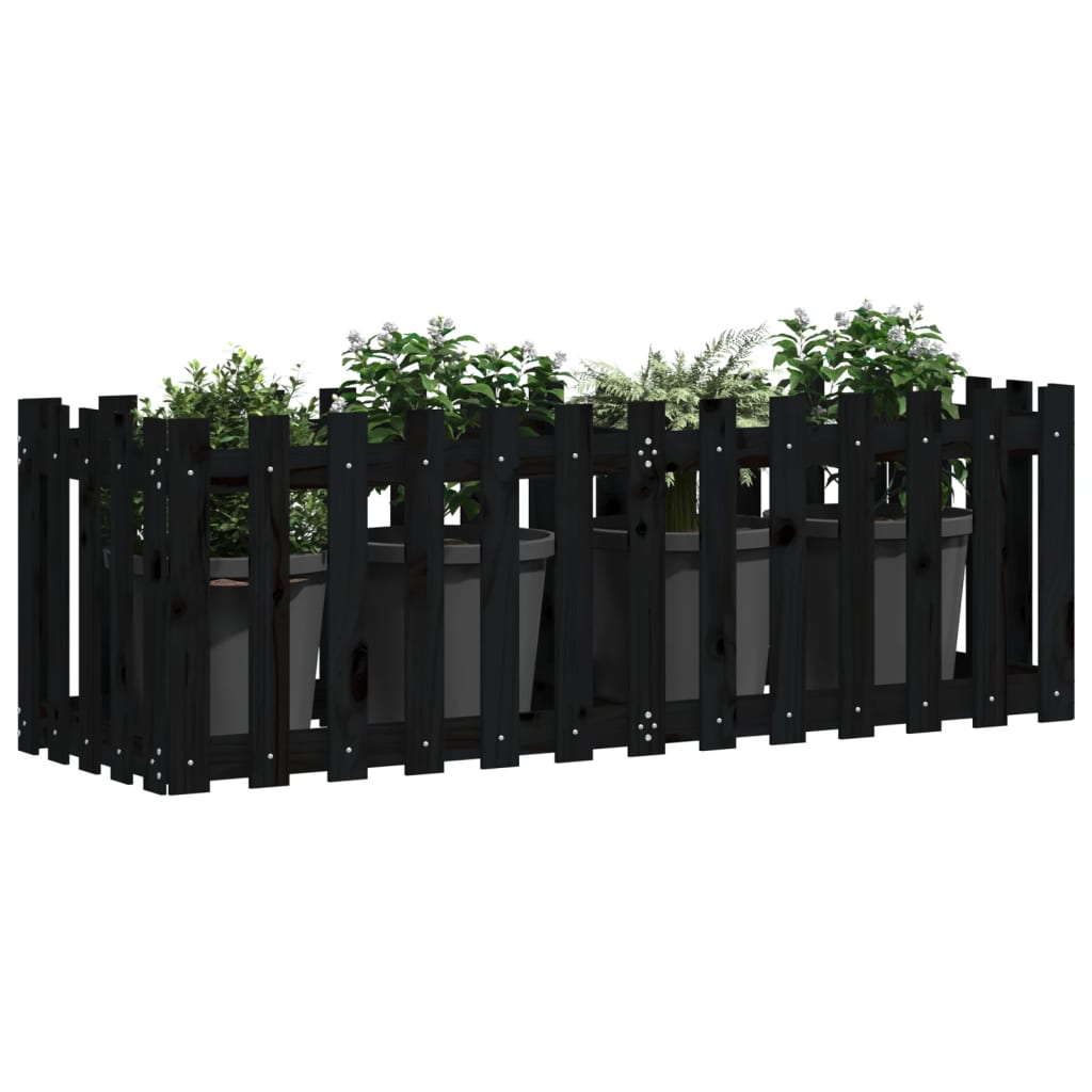 Vidaxx jardinière clôture surélevée design 150x50x50 cm bois de pin noir