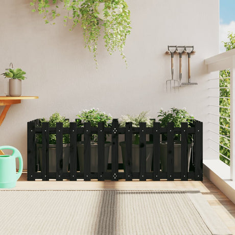 Vidaxx jardinière clôture surélevée design 150x50x50 cm bois de pin noir