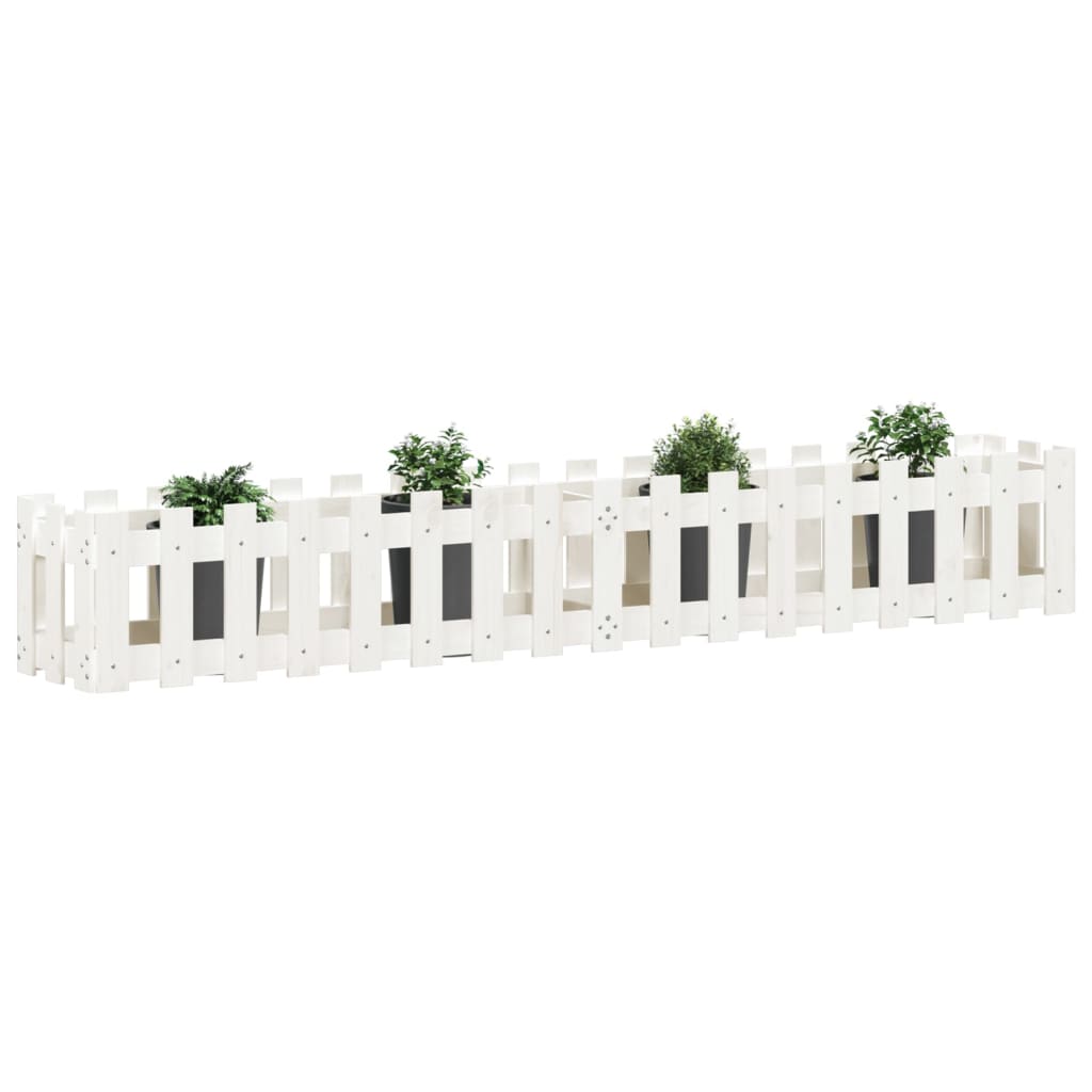 Vidaxxl jardinière clôture surélevée design 200x30x30 cm bois de pin blanc