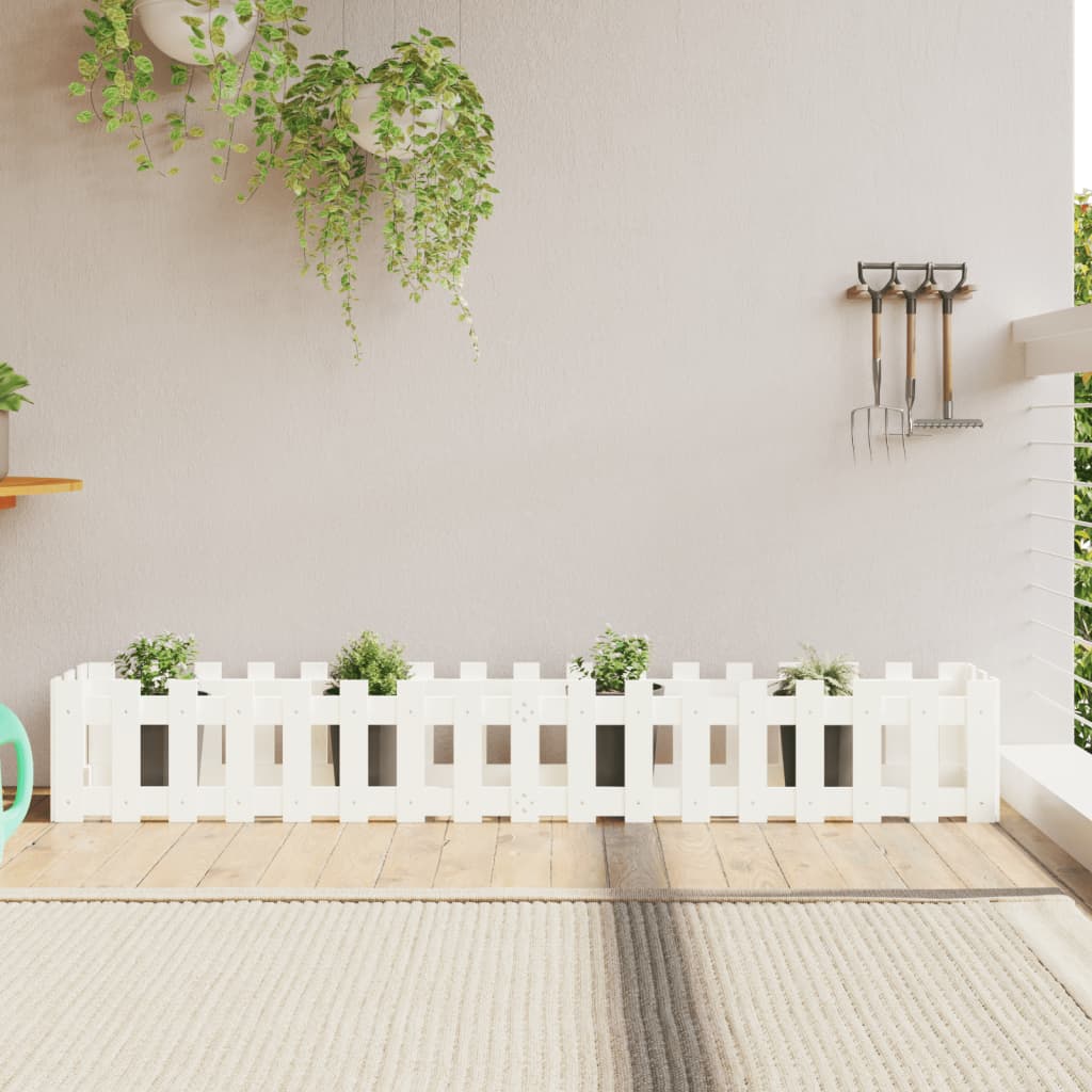 Vidaxxl jardinière clôture surélevée design 200x30x30 cm bois de pin blanc
