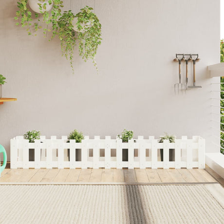 Vidaxxl jardinière clôture surélevée design 200x30x30 cm bois de pin blanc